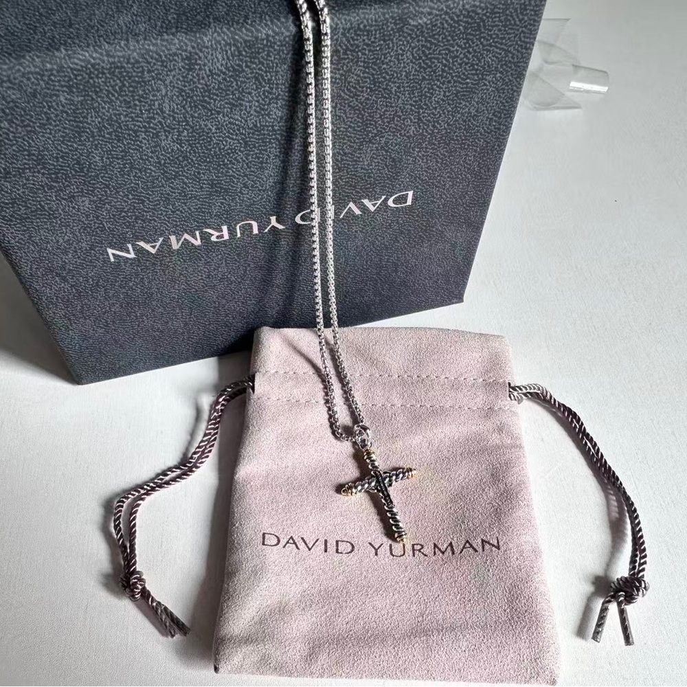 David Yurman Two-Tone Cross Pendant Necklace